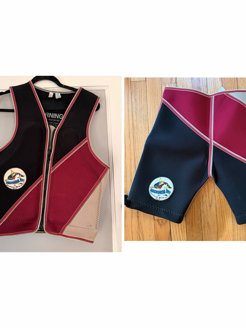Vintage Dolphin by Waterworks Marine Inc. neoprene wetsuit vest and short set